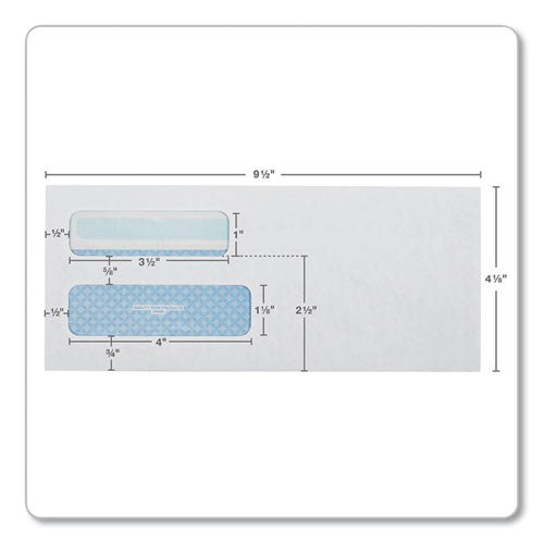 Image of Quality Park Double Window Redi-Seal Security-Tinted Envelope, #10, Commercial Flap, Redi-Seal Adhesive Closure, 4.13 x 9.5, White, 500/BX