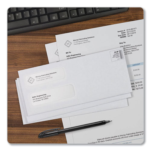 Image of Quality Park Double Window Redi-Seal Security-Tinted Envelope, #10, Commercial Flap, Redi-Seal Adhesive Closure, 4.13 x 9.5, White, 500/BX
