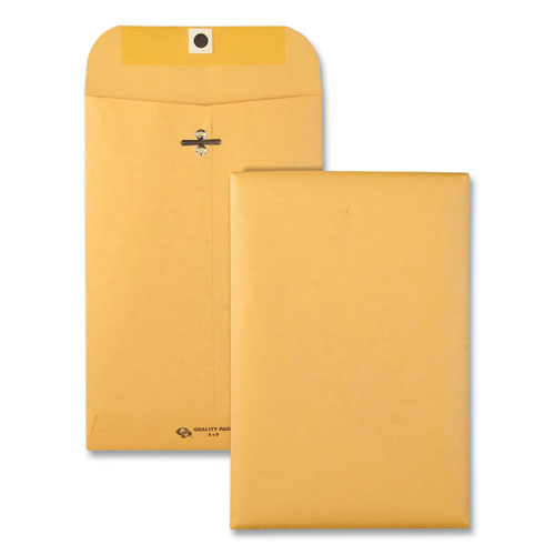 Image of Quality Park Clasp Envelope, 28 lb Bond Weight Kraft, #55, Square Flap, Clasp/Gummed Closure, 6 x 9, Brown Kraft, 100/Box