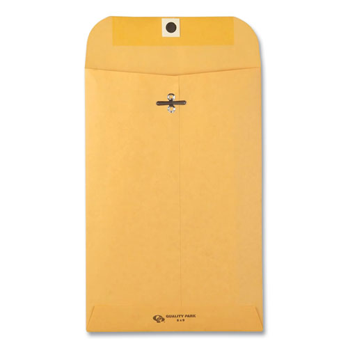 Image of Quality Park Clasp Envelope, 28 lb Bond Weight Kraft, #55, Square Flap, Clasp/Gummed Closure, 6 x 9, Brown Kraft, 100/Box