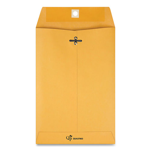 Image of Quality Park Clasp Envelope, 28 lb Bond Weight Kraft, #63, Square Flap, Clasp/Gummed Closure, 6.5 x 9.5, Brown Kraft, 100/Box