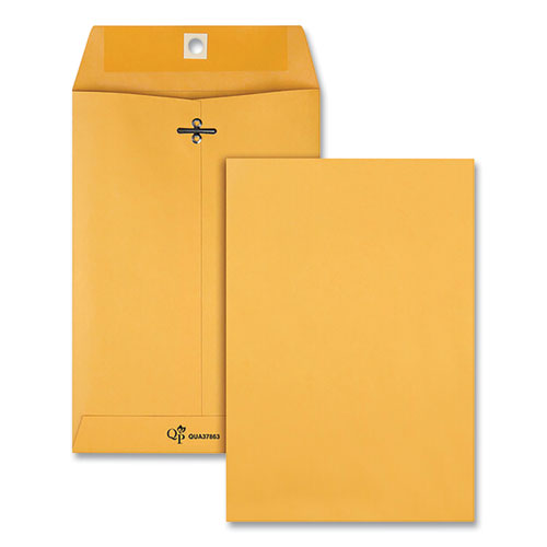Image of Quality Park Clasp Envelope, 28 lb Bond Weight Kraft, #63, Square Flap, Clasp/Gummed Closure, 6.5 x 9.5, Brown Kraft, 100/Box
