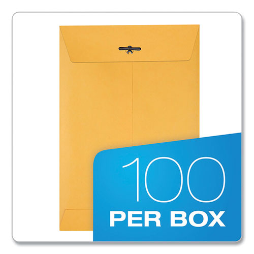 Image of Quality Park Clasp Envelope, 28 lb Bond Weight Kraft, #63, Square Flap, Clasp/Gummed Closure, 6.5 x 9.5, Brown Kraft, 100/Box