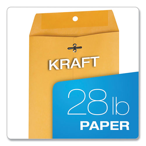 Image of Quality Park Clasp Envelope, 28 lb Bond Weight Kraft, #63, Square Flap, Clasp/Gummed Closure, 6.5 x 9.5, Brown Kraft, 100/Box