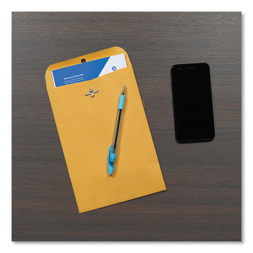 Image of Quality Park Clasp Envelope, 28 lb Bond Weight Kraft, #63, Square Flap, Clasp/Gummed Closure, 6.5 x 9.5, Brown Kraft, 100/Box