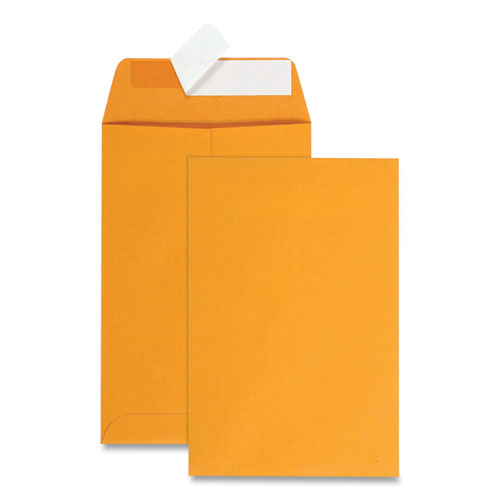 Image of Quality Park Redi-Strip Catalog Envelope, #1, Cheese Blade Flap, Redi-Strip Adhesive Closure, 6 x 9, Brown Kraft, 100/Box