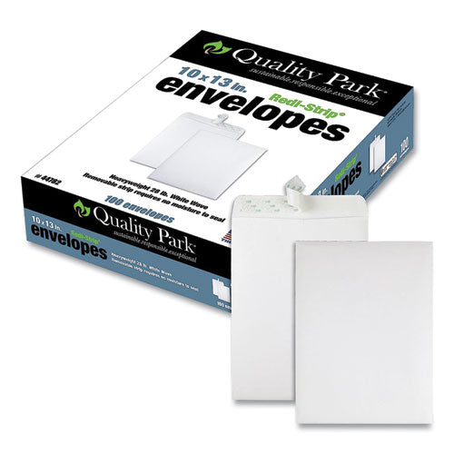Image of Quality Park Redi-Strip Catalog Envelope, #13 1/2, Cheese Blade Flap, Redi-Strip Adhesive Closure, 10 x 13, White, 100/Box