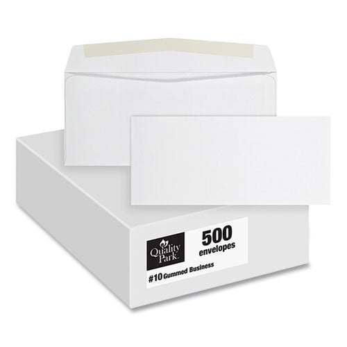 Image of Quality Park Business Envelope, #10, Commercial Flap, Side Seam, Gummed Closure, 24 lb Bond Weight Paper, 4.13 x 9.5, White, 500/Box