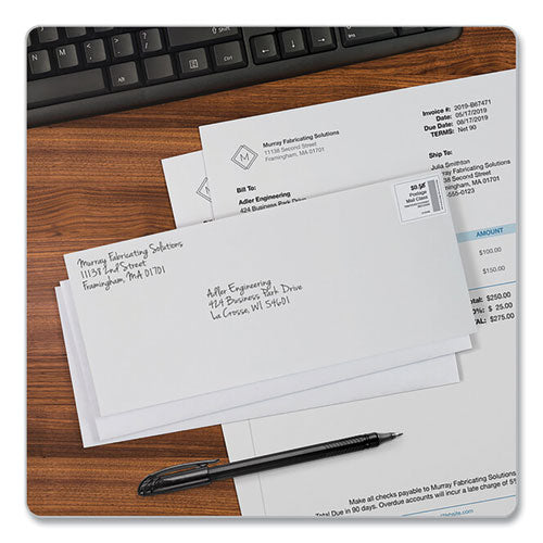 Image of Quality Park Business Envelope, #10, Commercial Flap, Side Seam, Gummed Closure, 24 lb Bond Weight Paper, 4.13 x 9.5, White, 500/Box