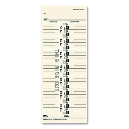 Image of TOPS Time Clock Cards, Replacement For 10-800292, One Side, 3.5 X 9, 500/box