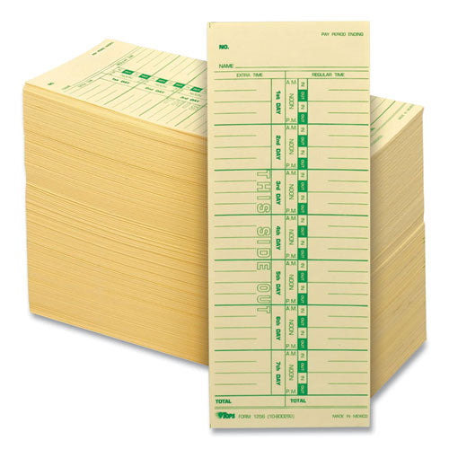 Image of TOPS Time Clock Cards, Replacement For 10-800292, One Side, 3.5 X 9, 500/box