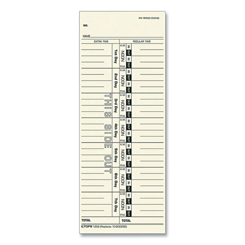 Image of TOPS Time Clock Cards, Replacement For 10-800292, One Side, 3.5 X 9, 500/box