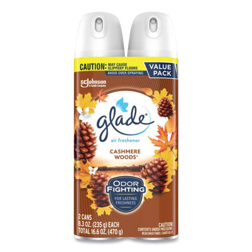 Image of Glade® Air Freshener, Cashmere Woods, 8.3 oz Aerosol Spray, 3/Carton