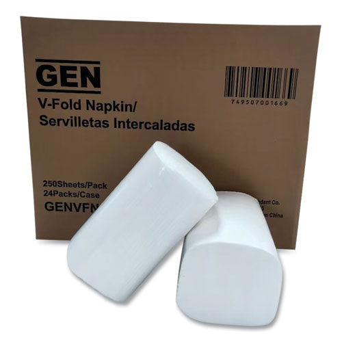 Image of GEN Premium Interfold Pop-Up Dispenser Napkin, 6.5 x 8.3, White, 250/Pack, 24 Packs/Carton