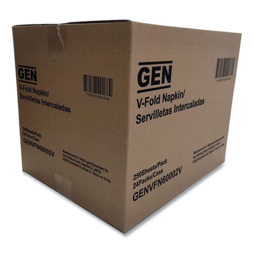 Image of GEN Premium Interfold Pop-Up Dispenser Napkin, 6.5 x 8.3, White, 250/Pack, 24 Packs/Carton