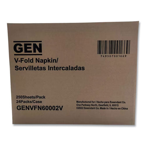 Image of GEN Premium Interfold Pop-Up Dispenser Napkin, 6.5 x 8.3, White, 250/Pack, 24 Packs/Carton