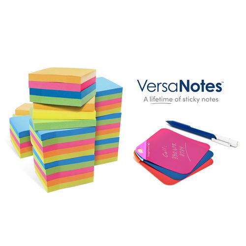Image of Boogie Board VersaNotes Starter Pack Reusable Notes, 4 x 6, Three Assorted Color Notes Plus Pen