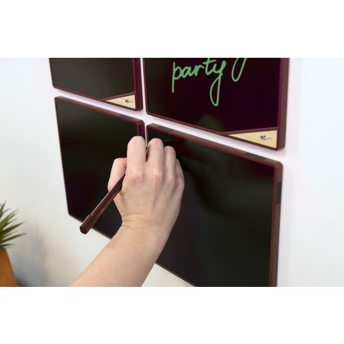 Image of Boogie Board VersaTiles Memo Board, 8.25" x 8.25", Black Surface, Red Plastic Frame