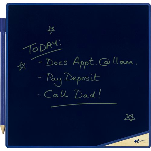Image of Boogie Board VersaTiles Memo Board, 8.25" x 8.25", Black Surface, Blue Plastic Frame