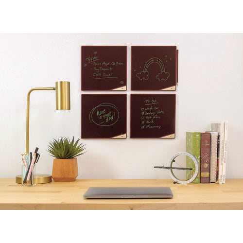 Image of Boogie Board VersaTiles Memo Board, 8.25" x 8.25", Black Surface, Red Plastic Frame