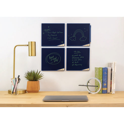Image of Boogie Board VersaTiles Memo Board, 8.25" x 8.25", Black Surface, Blue Plastic Frame