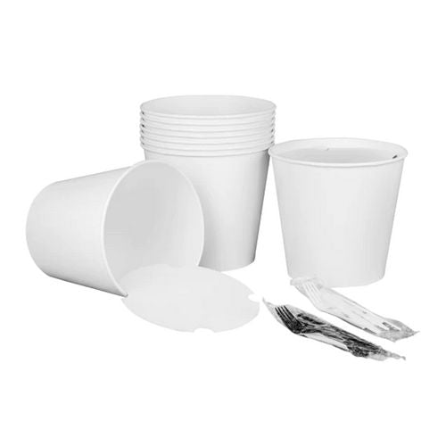 Image of Karat® Food Bucket with Lid, 170 oz, 8.9" Diameter x 8.36" h, White, Paper, 150/Carton