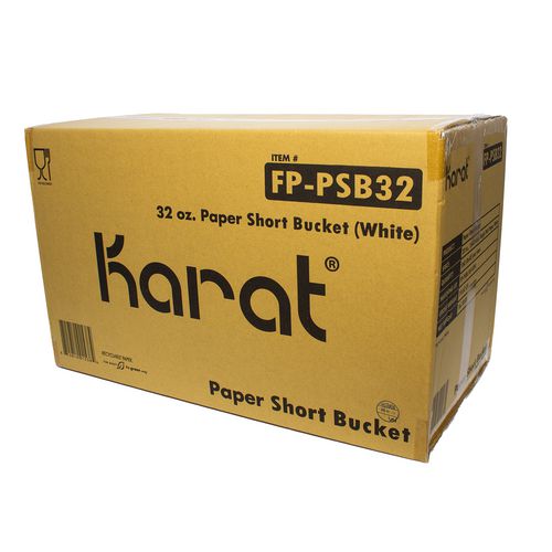 Image of Karat® Food Bucket, 32 oz, 6.5" Diameter x 2.4" h, White, Paper, 360/Carton