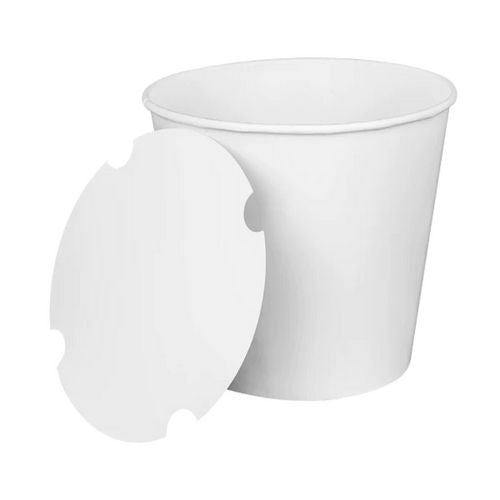 Image of Karat® Food Bucket with Lid, 170 oz, 8.9" Diameter x 8.36" h, White, Paper, 150/Carton