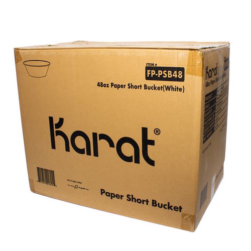 Image of Karat® Food Bucket, 48 oz, 7.99" Diameter x 2.4" h, White, Paper, 270/Carton