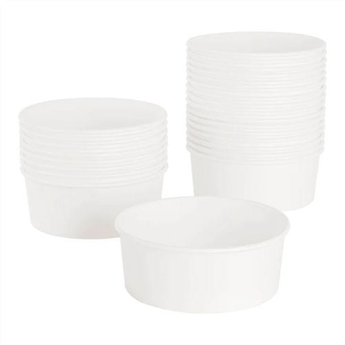 Image of Karat® Food Bucket, 32 oz, 6.5" Diameter x 2.4" h, White, Paper, 360/Carton