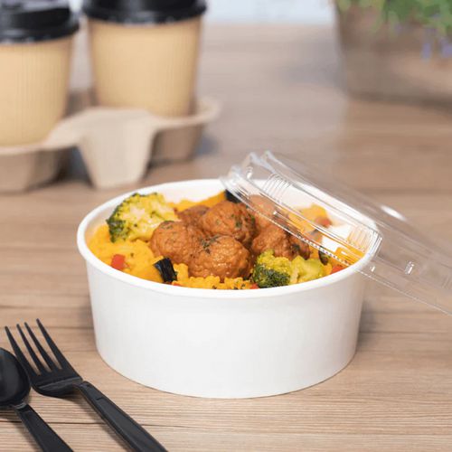Image of Karat® Food Bucket, 32 oz, 6.5" Diameter x 2.4" h, White, Paper, 360/Carton