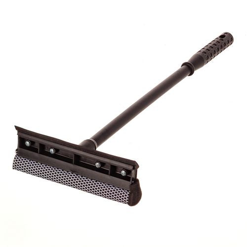 Image of Unger® Auto Squeegee, 8" Rubber Blade, 8" Mesh Scrubber, 21" Plastic Handle with Grip, Black, 20/Carton