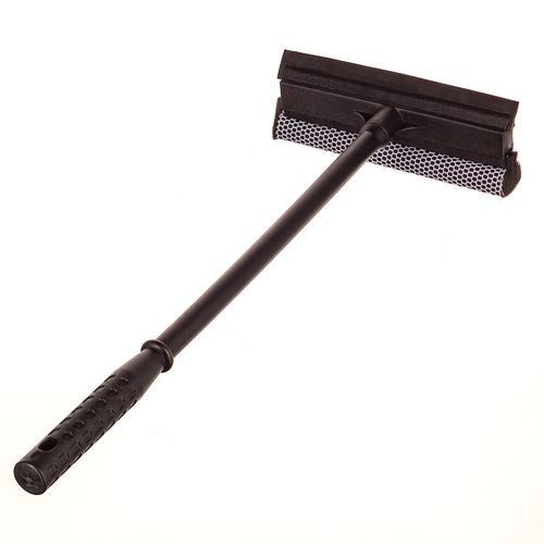 Image of Unger® Auto Squeegee, 8" Rubber Blade, 8" Mesh Scrubber, 21" Plastic Handle with Grip, Black, 20/Carton