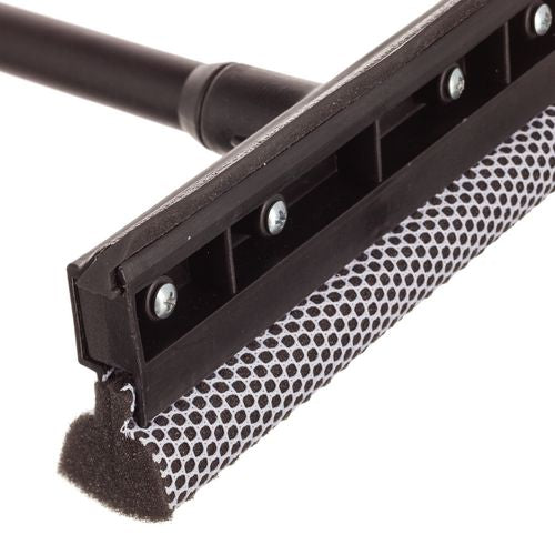 Image of Unger® Auto Squeegee, 8" Rubber Blade, 8" Mesh Scrubber, 21" Plastic Handle with Grip, Black, 20/Carton