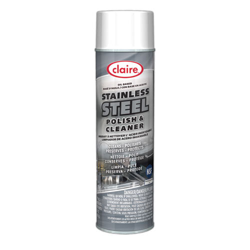 Image of Claire® Stainless Steel Polish and Cleaner, Lemon Scent, 15 oz Aerosol Spray