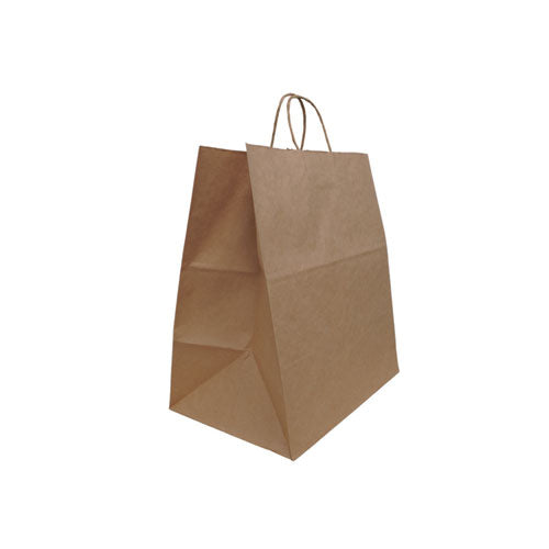 Image of Solupac Take Out Twist Handle Bag, Natural Twisted-Paper Handles, 12" x 9" x 15.75", Natural, 200/Carton