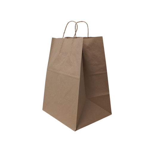 Image of Solupac Take Out Twist Handle Bag, Natural Twisted-Paper Handles, 12" x 9" x 15.75", Natural, 200/Carton
