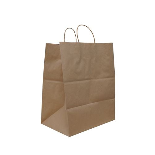 Image of Solupac Emporium Twist Handle Bag, Natural Twisted-Paper Handles, 14" x 9.84" x 15.5", Natural, 200/Carton