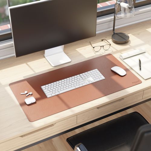 Image of Smead Vegan Leather Desk Pads, 31.5" x 15.7", Brown