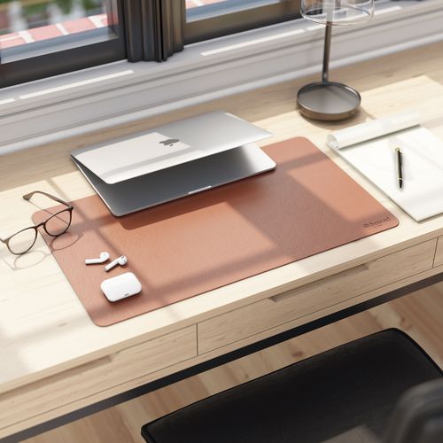 Image of Smead Vegan Leather Desk Pads, 23.6" x 13.7", Brown
