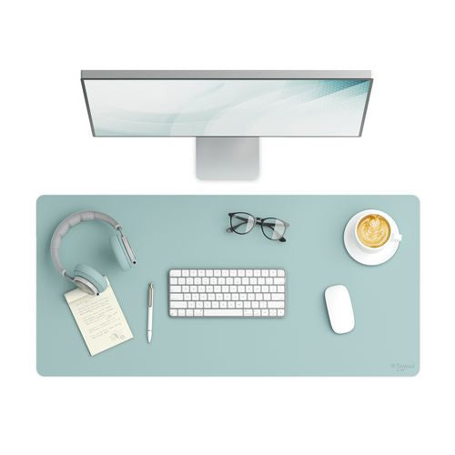Image of Smead Vegan Leather Desk Pads, 36" x 17", Light Blue