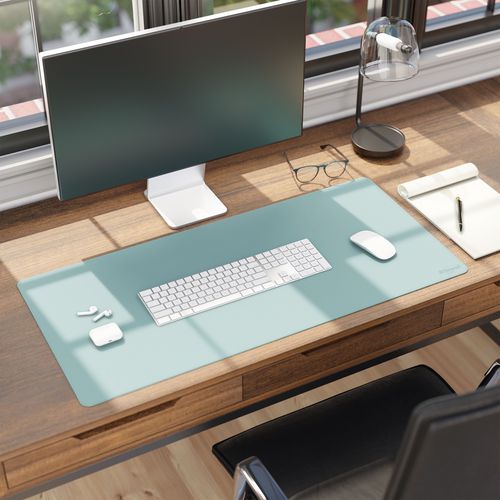Image of Smead Vegan Leather Desk Pads, 36" x 17", Light Blue