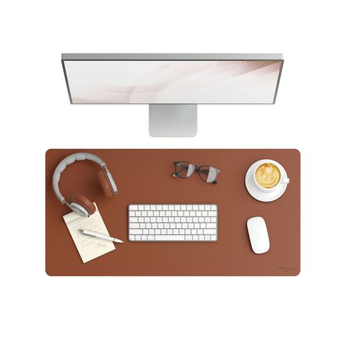 Image of Smead Vegan Leather Desk Pads, 31.5" x 15.7", Brown