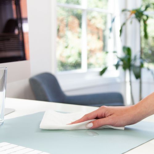 Image of Smead Vegan Leather Desk Pads, 36" x 17", Light Blue