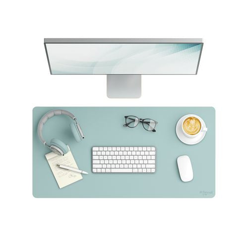 Image of Smead Vegan Leather Desk Pads, 31.5" x 15.7", Light Blue