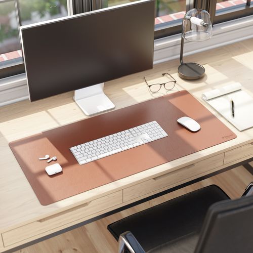 Image of Smead Vegan Leather Desk Pads, 36" x 17", Brown