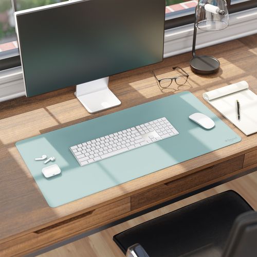 Image of Smead Vegan Leather Desk Pads, 31.5" x 15.7", Light Blue