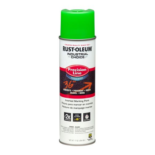 Image of Rust-Oleum® Industrial Choice Precision Line Marking Paint, Fluorescent Green, 17 oz Aerosol Can, 12/Carton