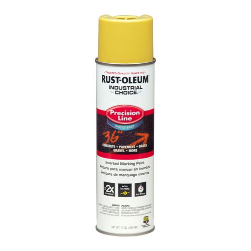 Image of Rust-Oleum® Industrial Choice Precision Line Marking Paint, Flat High-Visibility Yellow, 17 oz Aerosol Can, 12/Carton