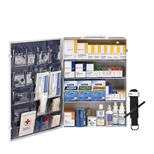 Image of First Aid Only 150 Person ANSI B 4 Shelf Cabinet, 1,462 Pieces, Metal Case